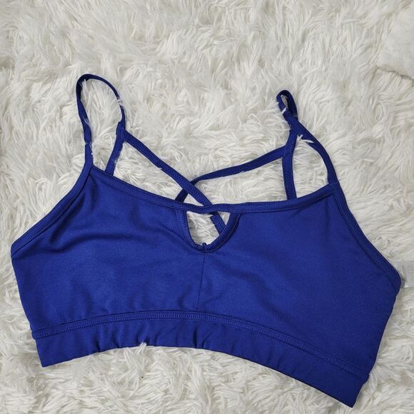 Zella Blue Strappy Cross back Sports Bra Size S - Picture 1 of 4